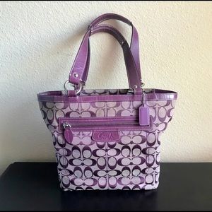 Coach F14693 Penelope Signature Monogram Tote in Plum